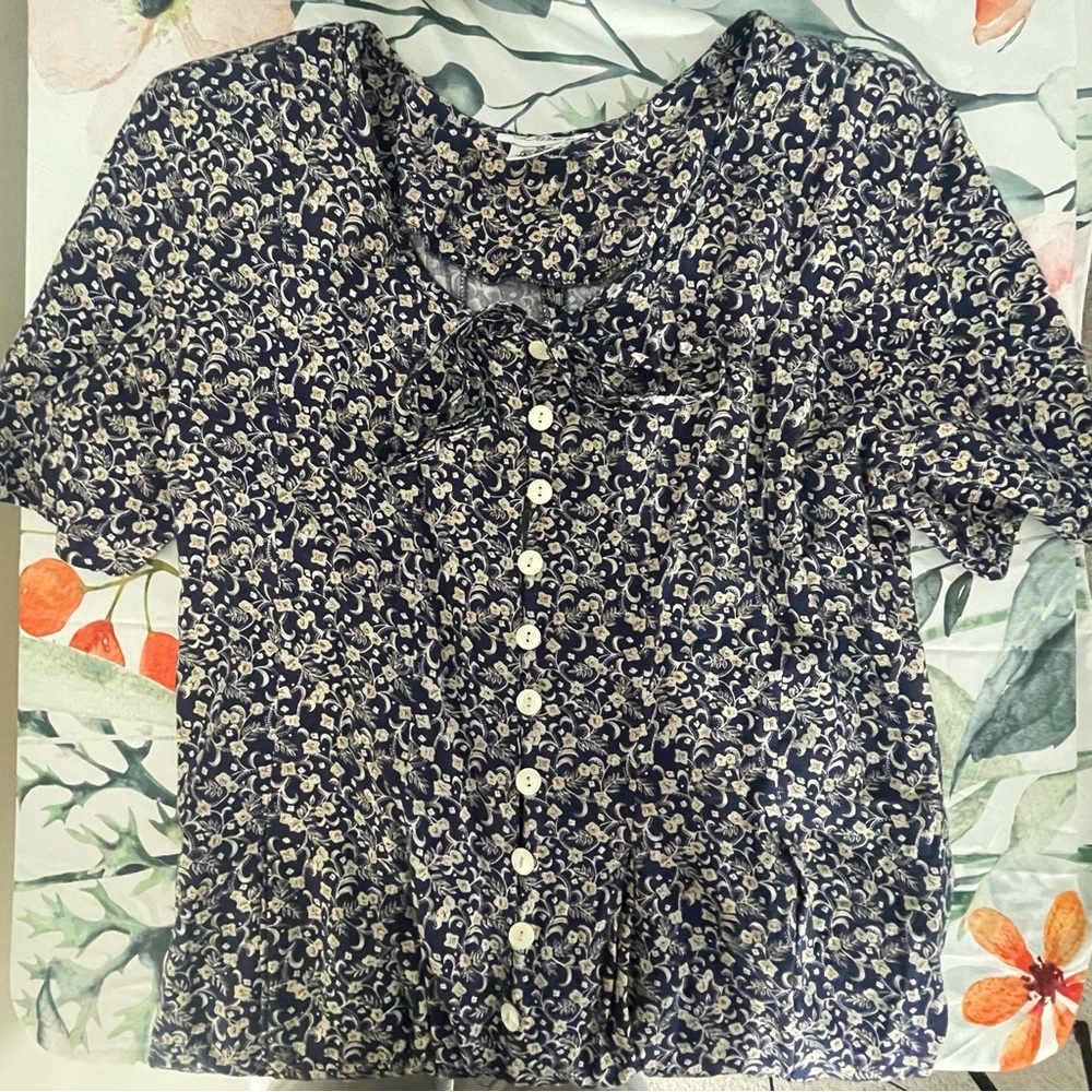 Vintage Gorgeous Flower Print Wide Leg Romper - Picture 2 of 5